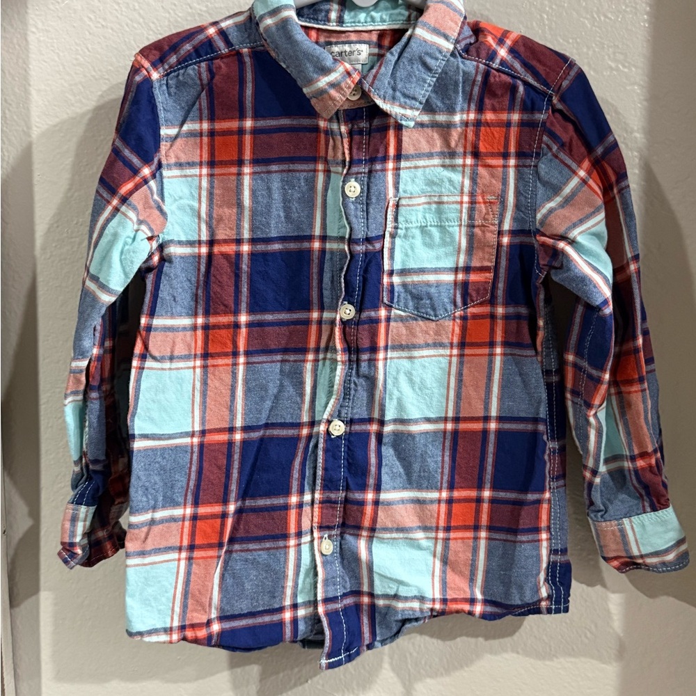 Carter's Colorful 4T Plaid Button-Down Shirt